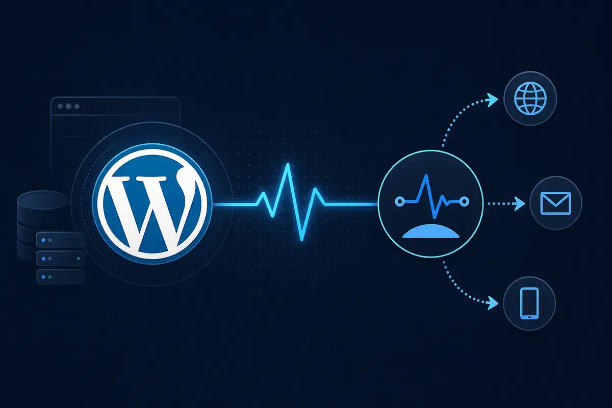 External monitoring checking a WordPress site from outside the server