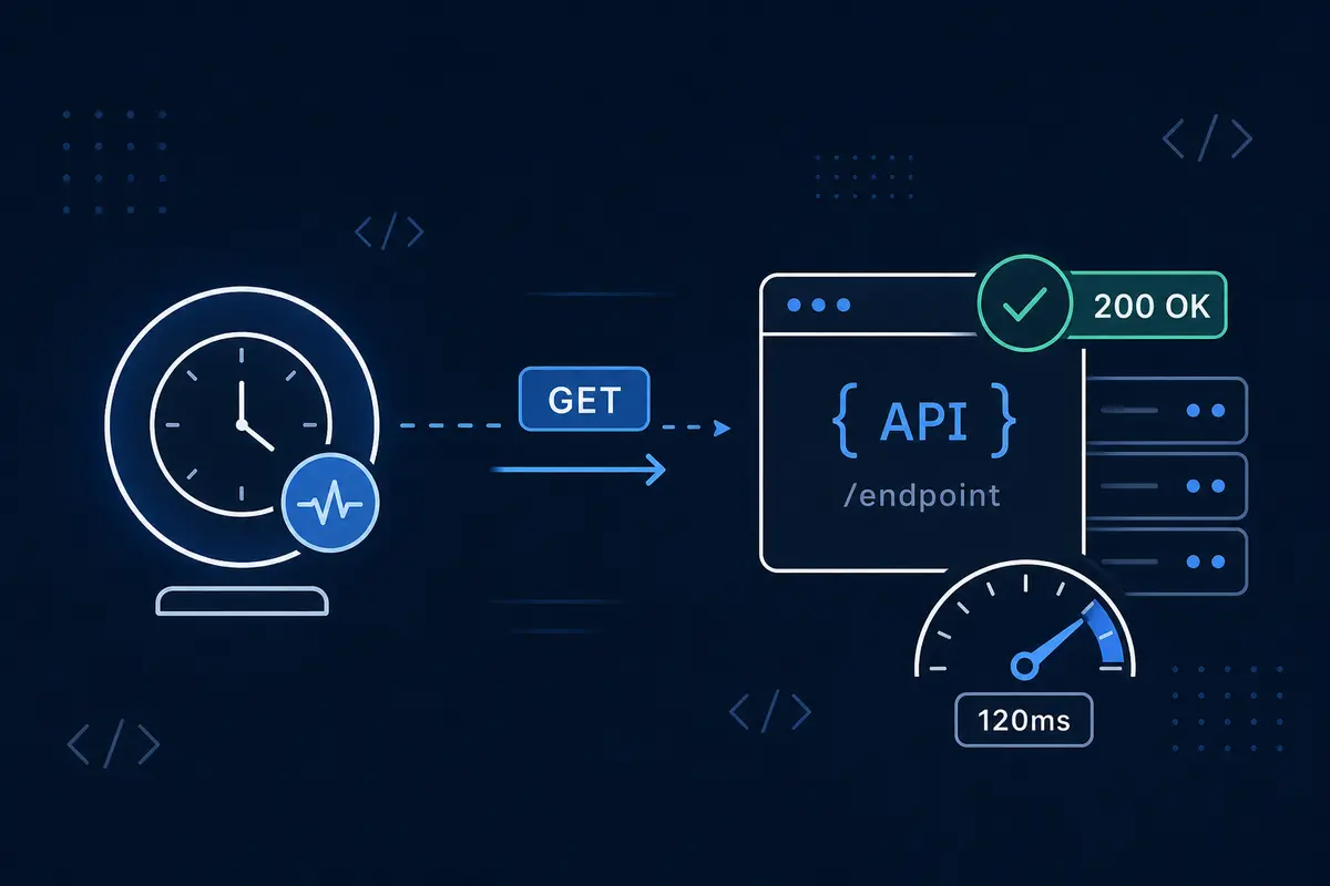 Step-by-step setup for monitoring an API endpoint with method, status code, and response checks