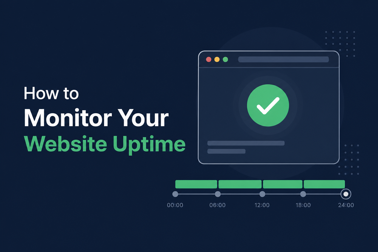 Browser window with uptime check and monitoring timeline