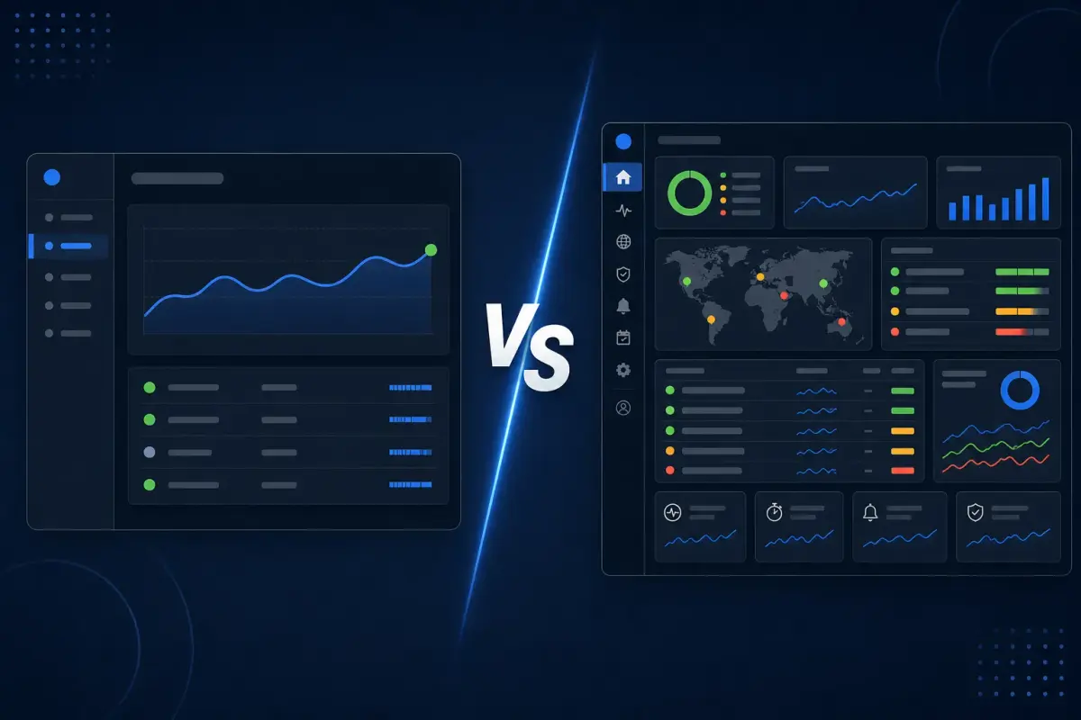Side-by-side comparison of Monitoristic and Site24x7 for uptime monitoring