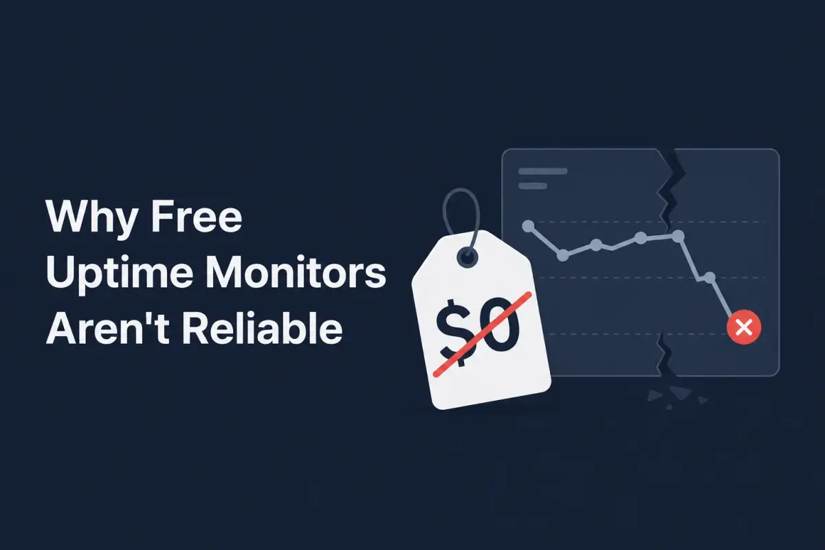 Price tag showing zero dollars crossed out next to a broken monitoring chart